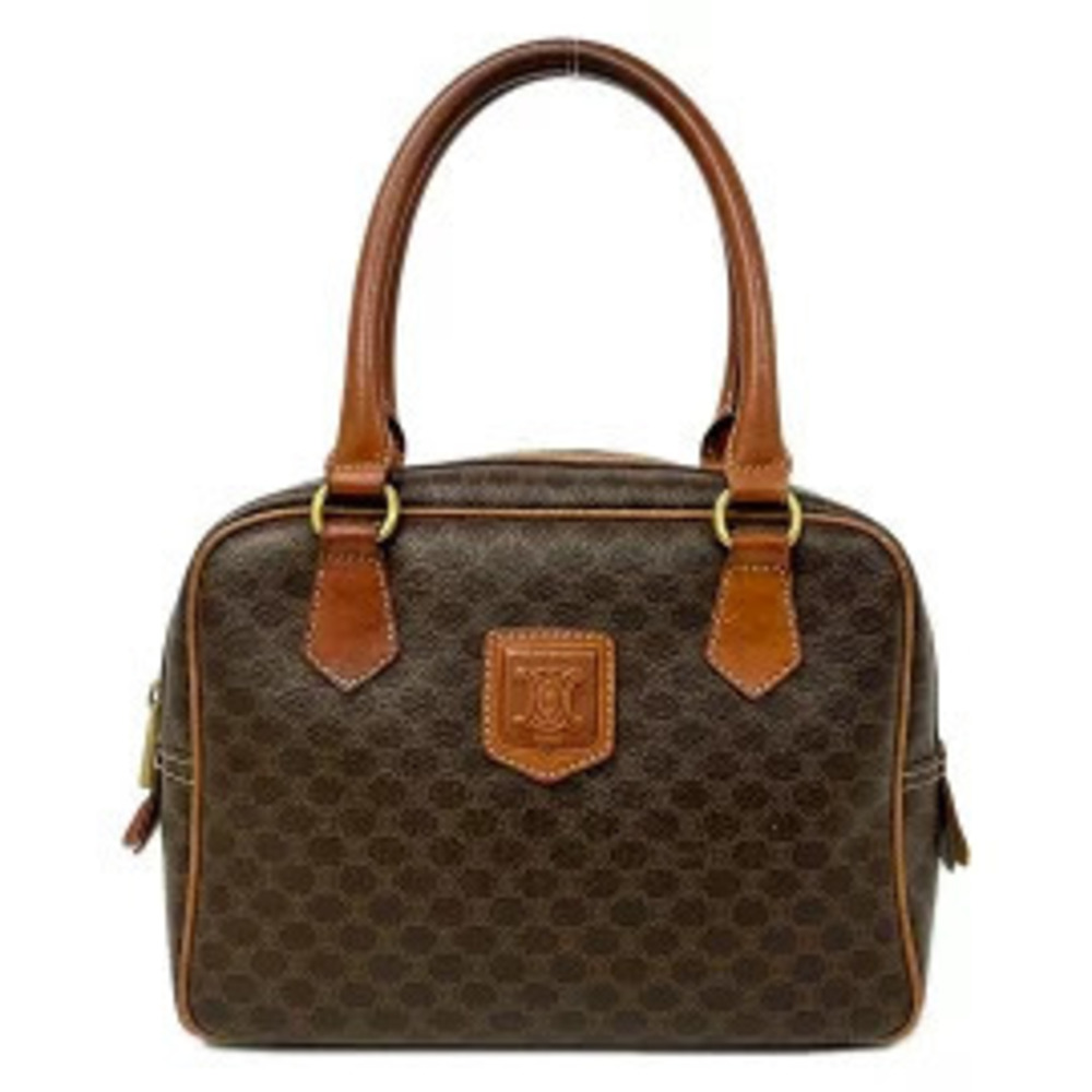 Celine Macadam Handbag Boston Brown x Dark Leather
